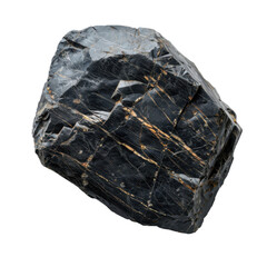 Poster - Black stone with golden veins, showcasing unique texture and natural beauty, perfect for decorative purposes or geological study