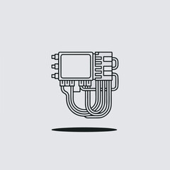 Aufkleber - Simplified vector illustration of a microchip circuit board with wiring and minimalist design element suitable for modern tech concepts