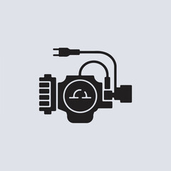 Poster - Stylized black and white illustration of a scientific or industrial machine element on a light gray background