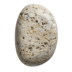 Poster - Smooth, oval stone with light gray color and dark speckles, showcasing natural textures and patterns. This stone can be used for decoration