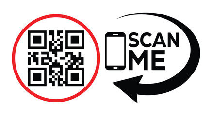 scan qr code icon. digital scanning qr code. qr code scan for smartphone. scan here text on top of t