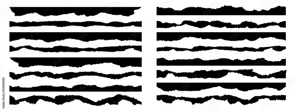 Collection of ripped paper borders and stripes vector illustration ...