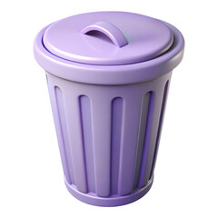 Aufkleber - 3 D render of a light lavender trash can with a lid and handle, cylindrical shape, minimalist design isolated on a transparent background