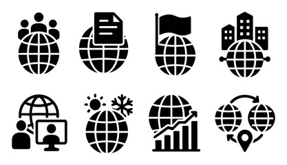 Poster - Global communication icon set. network, connection, filled icons for business solutions