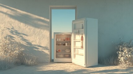 Poster - Simple open fridge scene in minimalistic setting