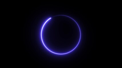 Wall Mural - Abstract neon circle loading icon animation on black background. glowing neon circle icon and 4k animation.