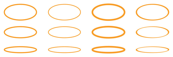 Poster - Set of doodle ellipses. Scribble ovals, marker round elements. Hand drawn circles line sketch. doodle round circles. 