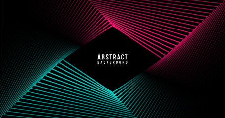 Poster - 3D blue red techno abstract background overlap layer on dark space with rhombus lines effect decoration. Modern graphic design element stripes style concept for web, flyer, card, or brochure cover