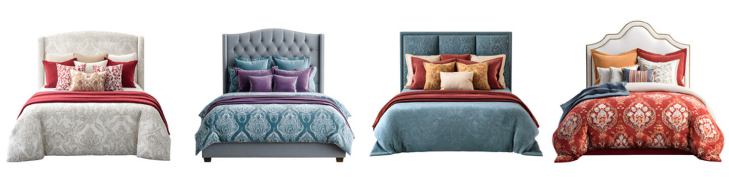 Elegant Bedroom Interior Design Collection on White Background