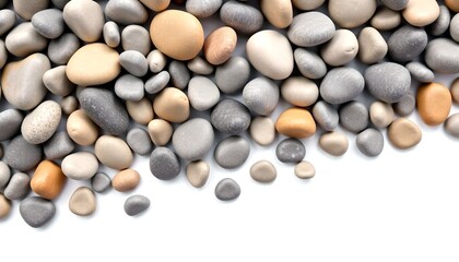 Poster - smooth stones, various colors and sizes, arranged artfully.  They create a visually appealing texture and pattern