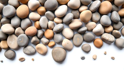 Poster - Smooth stones of varied sizes and colors. A close-up shot highlighting the textures and natural beauty of the rocks
