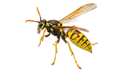 isolated wasp with yellow stripes