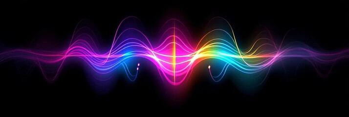 Poster - Dynamic Audio Waveforms and Colorful Frequency Visuals on a Dark Canvas for Modern Digital Art