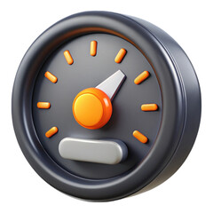 Leinwandbilder - 3 D rendered analog gauge with orange and white details on a dark gray face, showing a dial and needle, with a round orange center isolated on a transparent background