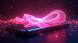 © Muhammad - A smartphone displaying a vibrant abstract light pattern in pink and neon colors, representing modern technology and digital communication