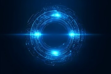 Aufkleber - Abstract futuristic blue background with glowing digital elements and circuit board