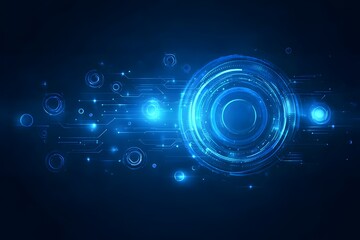 Aufkleber - Abstract futuristic blue background with glowing digital elements and circuit board
