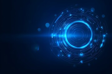 Aufkleber - Abstract futuristic blue background with glowing digital elements and circuit board