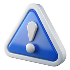 Aufkleber - 3 D rendered blue triangular warning sign with white exclamation mark and border, a symbol of caution isolated on a transparent background