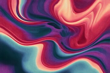 Fototapete - Red, blue, and purple abstract pattern with fluid shapes. The artwork features a dynamic composition of overlapping,