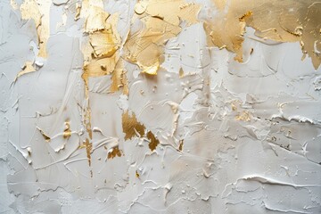 Aufkleber - White and gold abstract painting creating an elegant textured background