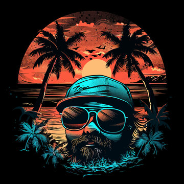 graphic designed for a T-shirt print a summer styles design