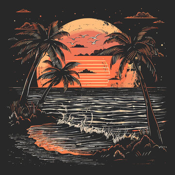 graphic designed for a T-shirt print a summer styles design