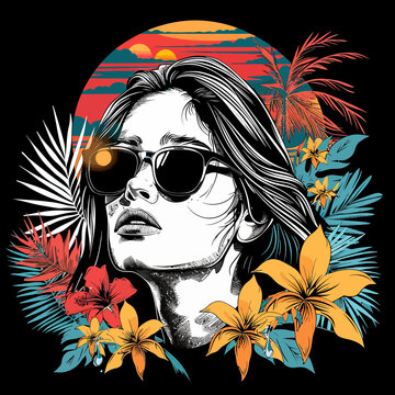 graphic designed for a T-shirt print a summer styles design