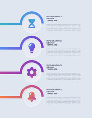 Poster - Neumorphism vertical infographic template with 4 steps or options. Clean infographic layout with icons and space for data