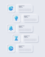 Aufkleber - Neumorphism minimalist vertical infographic layout. Five steps or processes with business icons