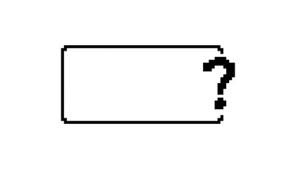 Poster - A black pixelated question mark in retro style, ideal for nostalgic or playful design projects.