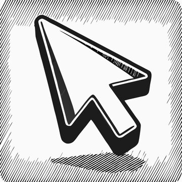 Retro Style 3D Cursor Icon Graphic Design Element
