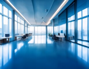 Poster - blurred modern business office interior room for background in business concepts blur light blue background of modern executive office interior