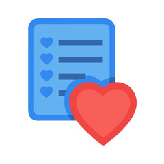 Poster - Flat Style Detailed Wishlist Heart List Document Interface Design Element