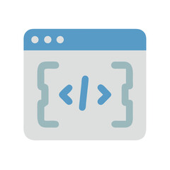 Fototapete - Flat Style Code Symbol With Bracket and Arrow in a Browser Window Icon