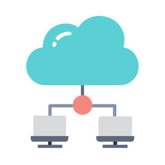 Aufkleber - Flat Style Cloud Network Communication Concept with Connected Computer Icon
