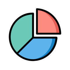 Poster - Filled Outline Modern Pie Chart Diagram Infographic Element Illustration