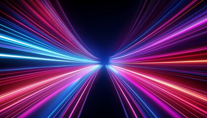 Aufkleber - abstract speed light trails effect path fast moving neon futuristic technology background future virtual reality motion effect curve of neon bright