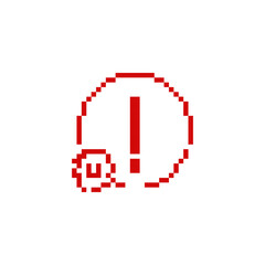 Poster - Red pixel exclamation mark symbolizes attention and caution, ideal in retro-style gaming designs.