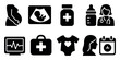 © Hubba Bubba - Healthcare, pregnancy solid icon set. medical, maternity, doctor tools in solid style