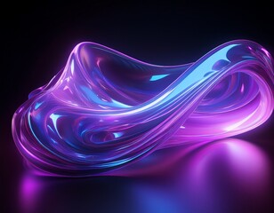 Aufkleber - abstract 3d render glowing translucent purple and blue abstract form on black background