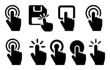 Poster - Hand gesture silhouette icon set. touch, tap, click icons in silhouette style
