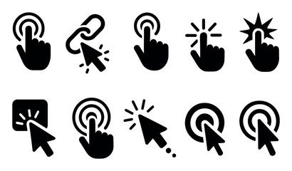 Poster - Click and tap gesture icon set. user interface, interaction silhouette style icons
