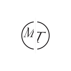 Poster - Unique Vector Circled Monogram Simple Logo MT Initial Alphabet Design Alphabet