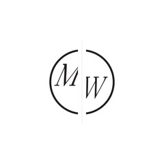 Poster - Unique Vector Circled Monogram Simple Logo MW Initial Alphabet Design Alphabet