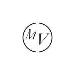 Poster - Unique Vector Circled Monogram Simple Logo MV Initial Alphabet Design Alphabet