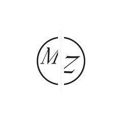 Poster - Unique Vector Circled Monogram Simple Logo MZ Initial Alphabet Design Alphabet