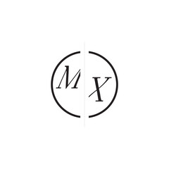 Poster - Unique Vector Circled Monogram Simple Logo MX Initial Alphabet Design Alphabet