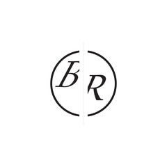 Poster - Unique Vector Circled Monogram Simple Logo BR Initial Alphabet Design Alphabet