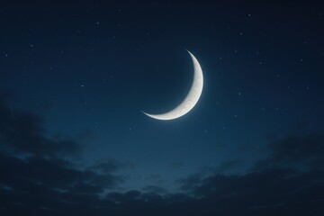 Wall Mural - serene crescent moonlit night sky